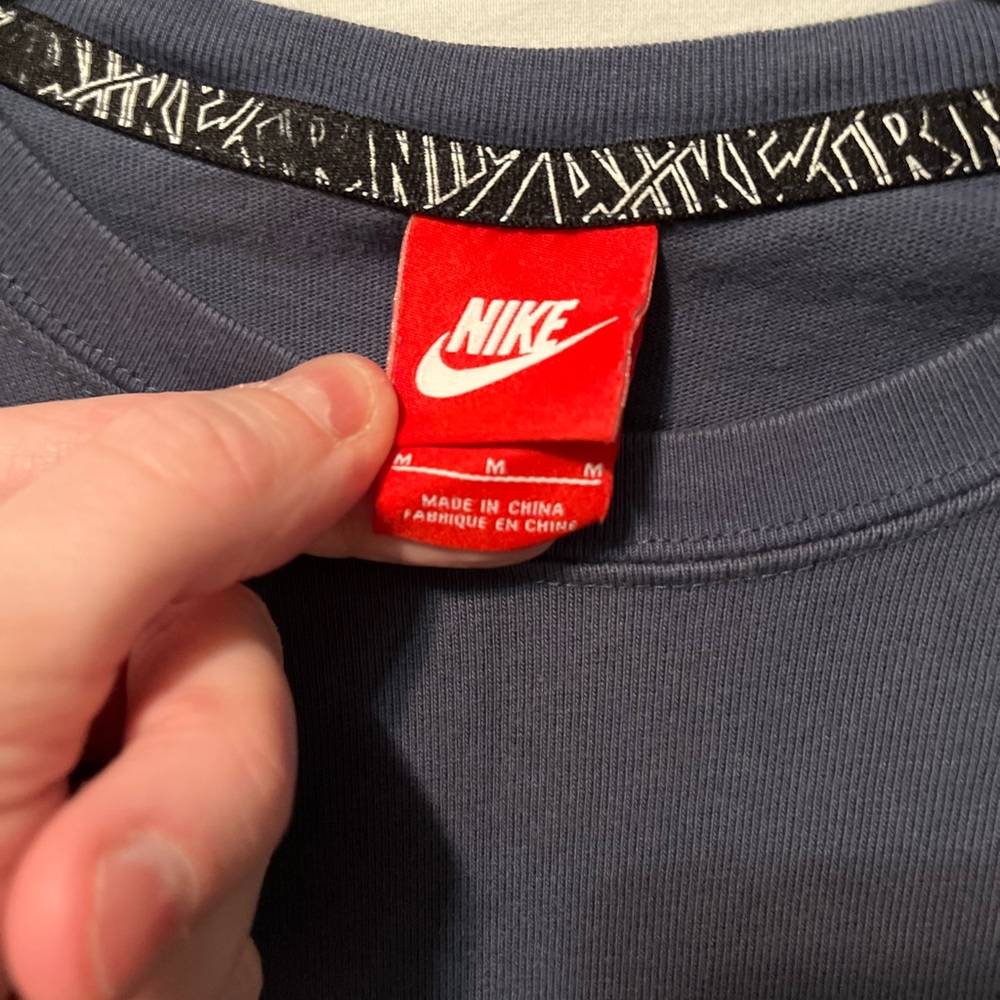 Nike Air all-over print sweatshirt crew neck long Navy‎ Blue Sz Medium - Picture 2 of 3
